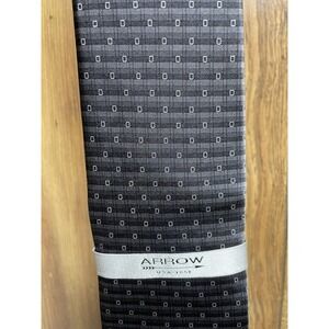 Nwt NEW Arrow Mens Necktie  Black & Gray‎ Check 100% Imported Silk
